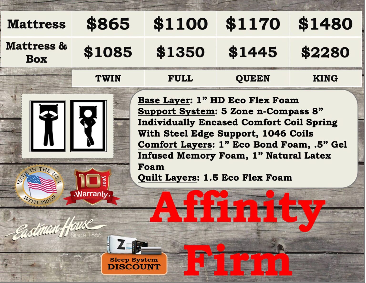 Eastman House Affinity Firm All Mattresses